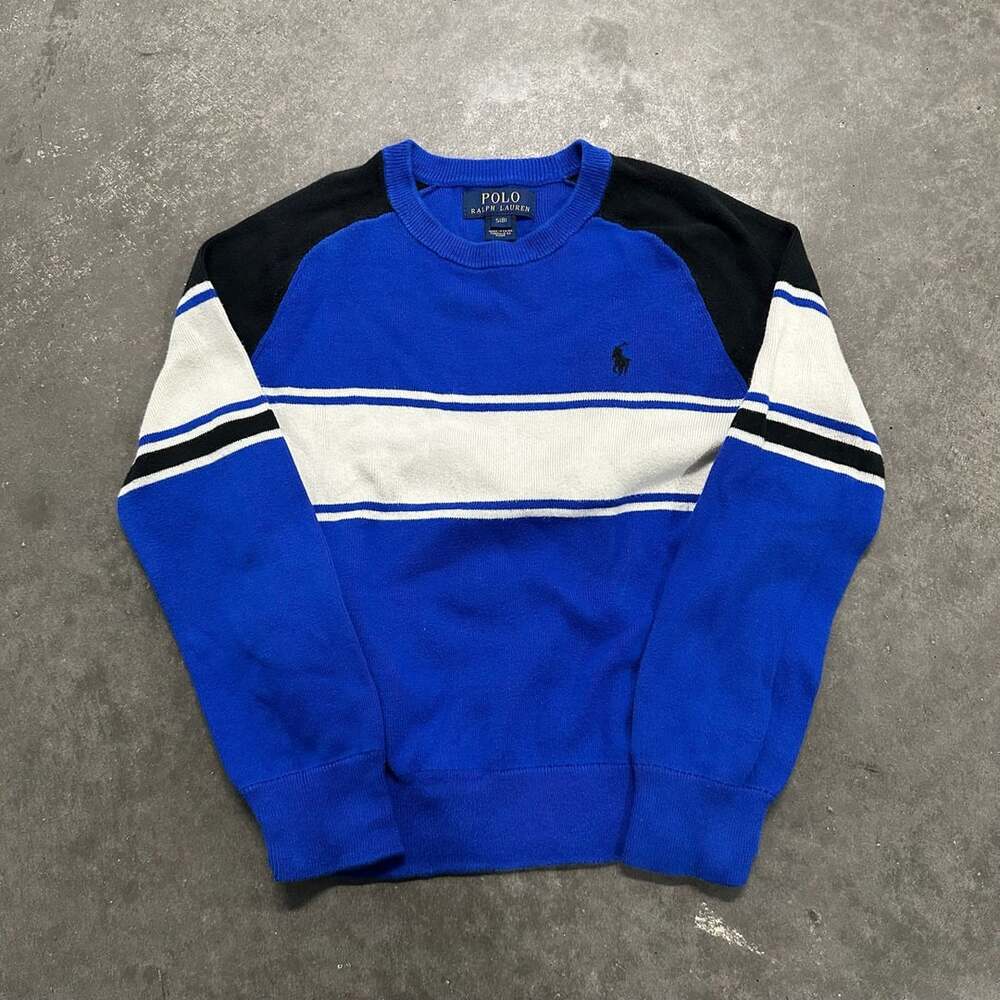 Polo Ralph Lauren S 8 Knit Sweater Striped Pony Logo Crewneck Preppy